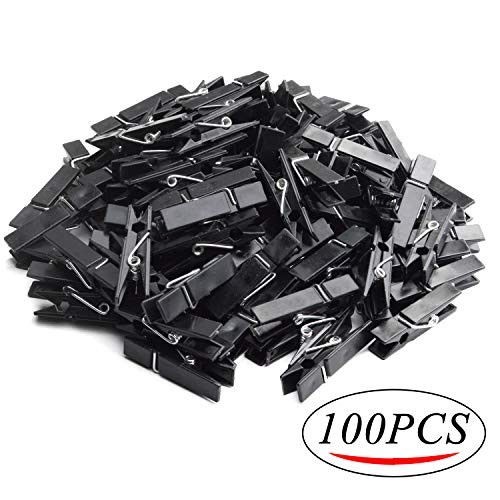 BronaGrand Plastic Mini Clips, 100pcs Mini Plastic Clips Photo Clips Black