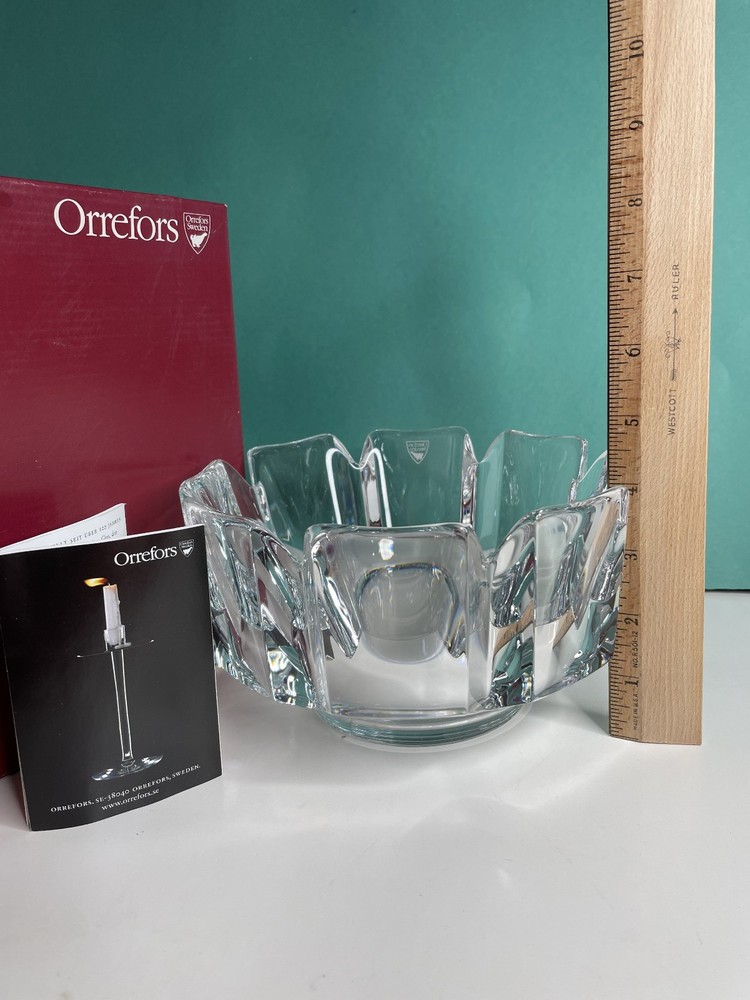 NIB Orrefors crystal Corona 7" bowl