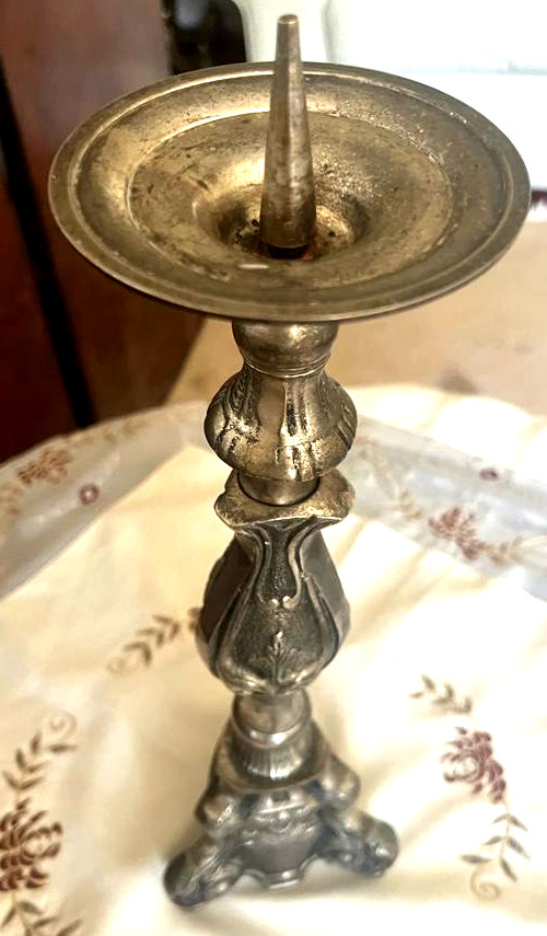 EXTRA ORDINARY LARGE CANDLE HOLDER-VINTAGE -SILVER....