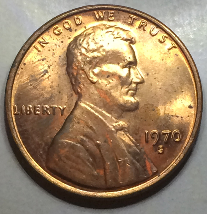 1970 S LD Lincoln Cent Unc Mostly Red- Spike Head- Unlisted