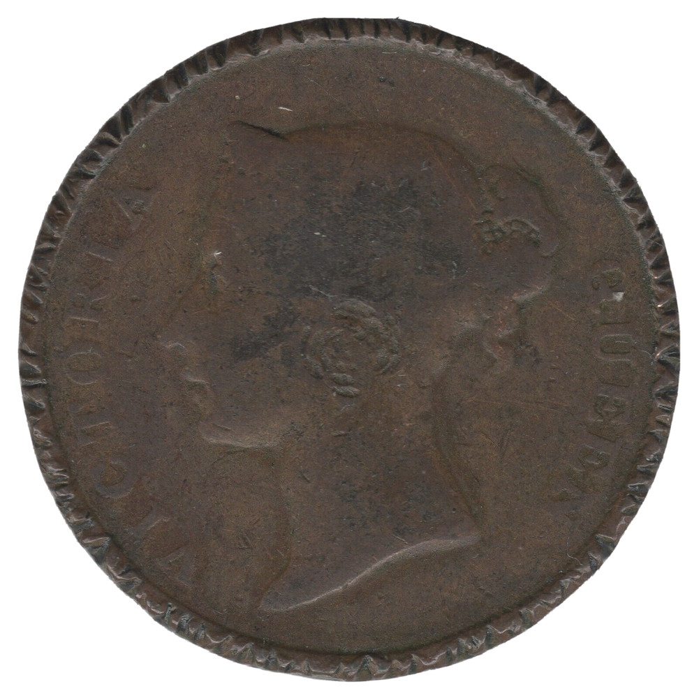 1845 Straits Settlements One Cent Coin – Modified Edge