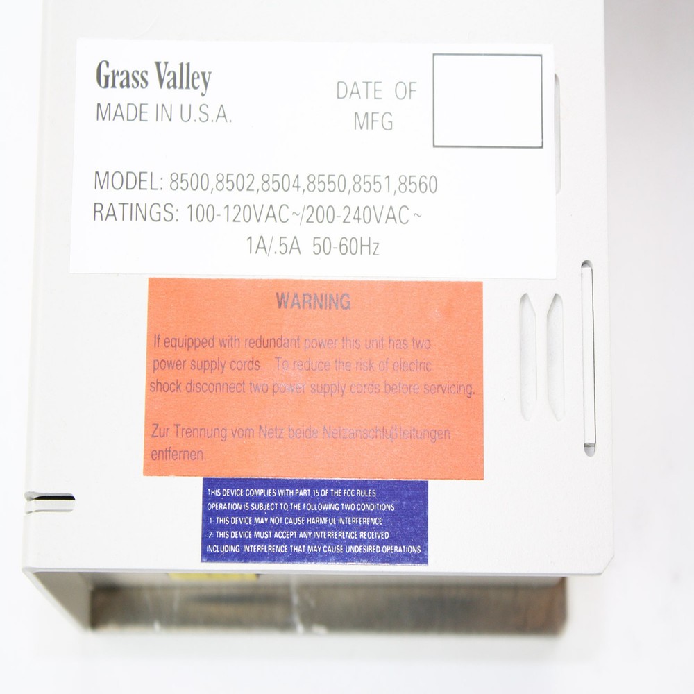 GRASS VALLEY GROUP 8500-2RU-FAB DISTRIBUTION AMPLIFIER RACK, (8) 8551 MODULES