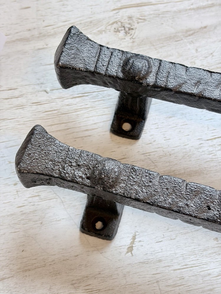 2 Large Solid Cast Iron Foundry Rustic Barn Handle Gate Pull Shed Door Handle 9”