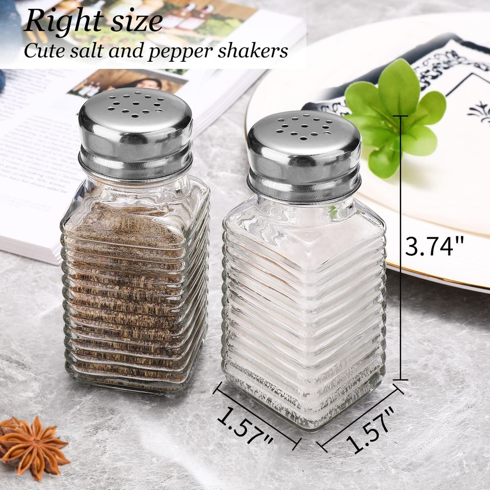 Glass Salt and Pepper Shakers Set,Rectangular Salt Shaker Set square