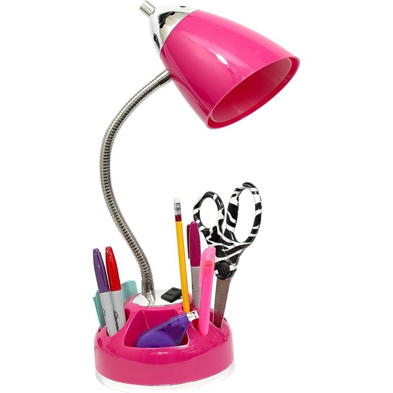 Functional Desk Lamp W/ Rotary Switch Storage Compartment & Power Outlet New