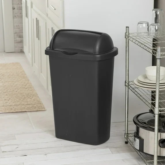 Sterilite Large Kitchen Trash Can, 13 Gallon Plastic Garbage Bin with Roll Top L
