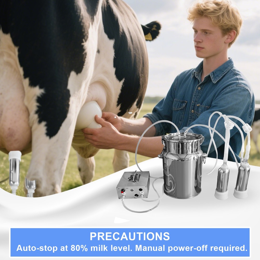 Electric Cow Milker Machine 7L Pulsating Adjustable  Goat Automatic Milker