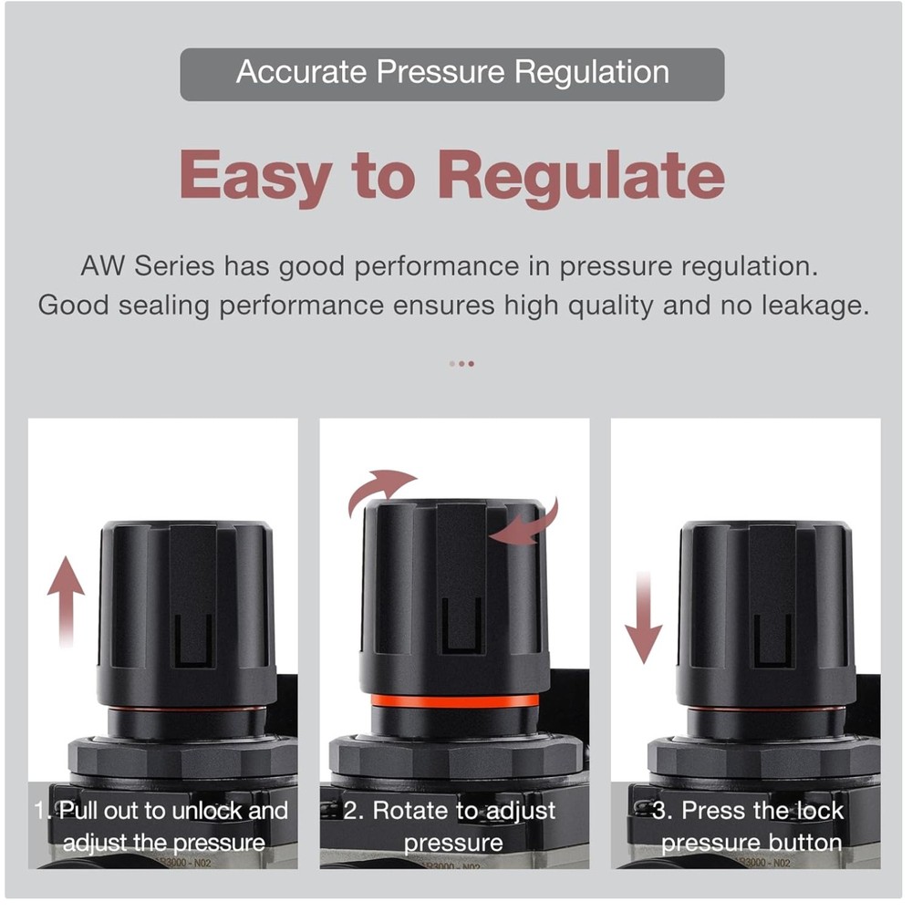 Compressed Air Compressor Filter Regulator - Semi-auto Drain