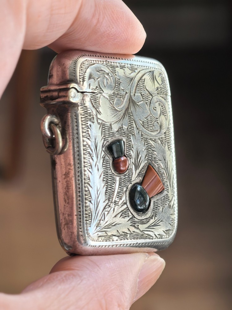 Antique Scottish Thistle Match Safe/ Vesta case.19th C.