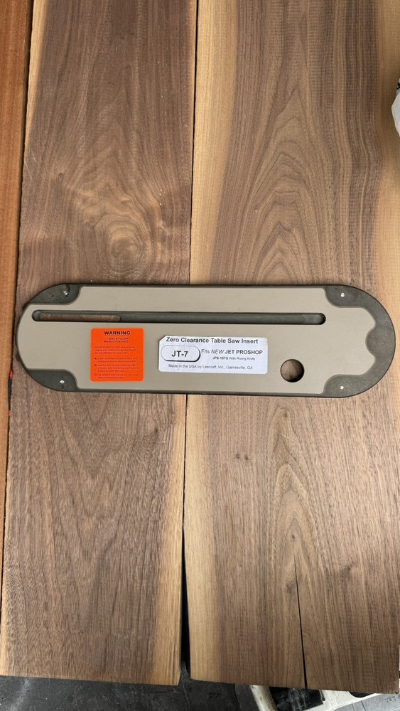Zero Clearance Table Saw Insert For Jet JT-7