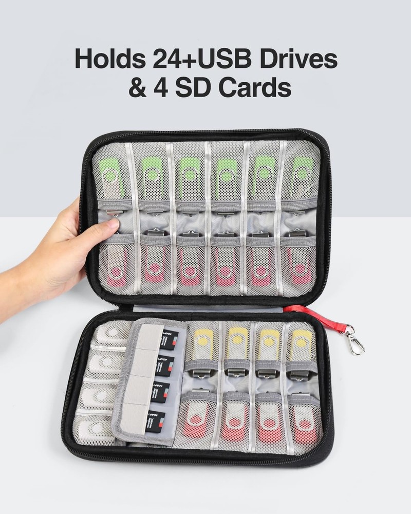 Luxtude USB Flash Drive Case with Labels, Portable USB Case Organizer, Flash ...