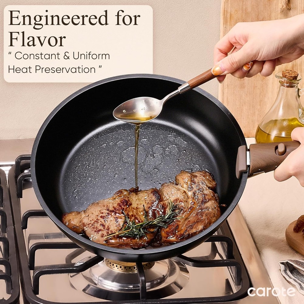 19pcs Pots & Pans Non Stick Cookware Sets Detachable Handle Induction Kitchen