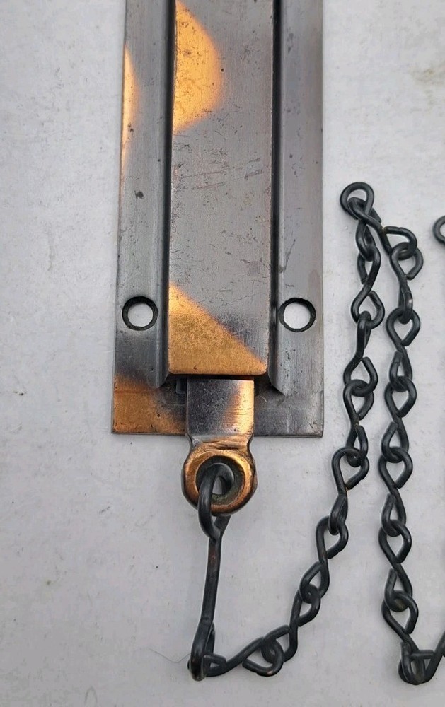 Antique Spring Loaded Slide Latch & Keeper Japanned Surface Mount Door Hardware