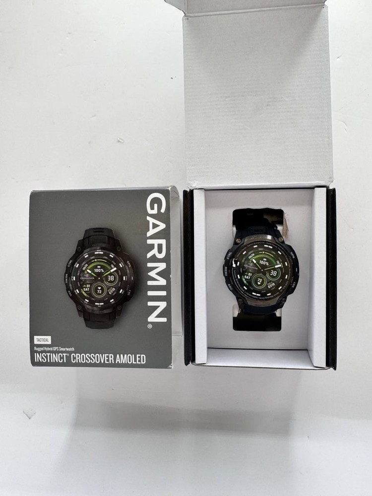 Garmin Instinct Crossover AMOLED Tactical Edition– Black. New Open Box
