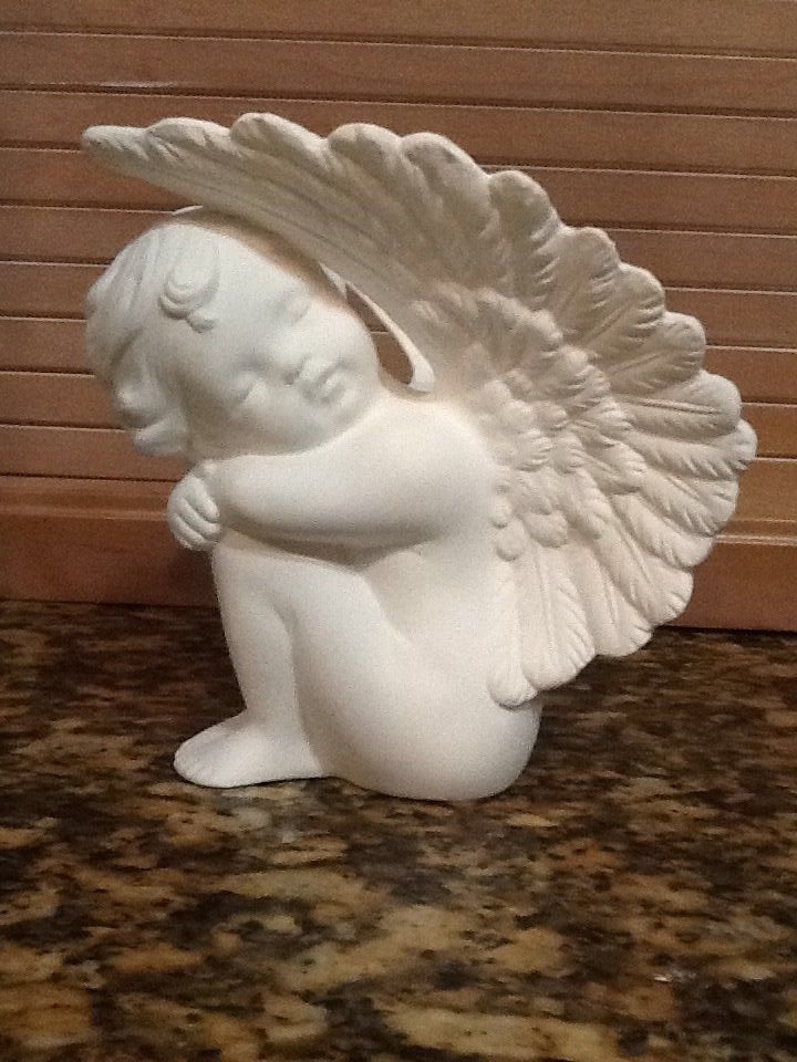 Ceramic Bisque Angel sitting Cherub Scioto U-Paint Ready To Paint