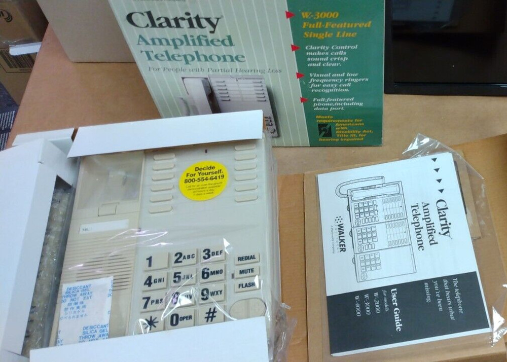 Clarity Amplified Large Button Telephone, Visual & Low Frequency Ringer - NEW