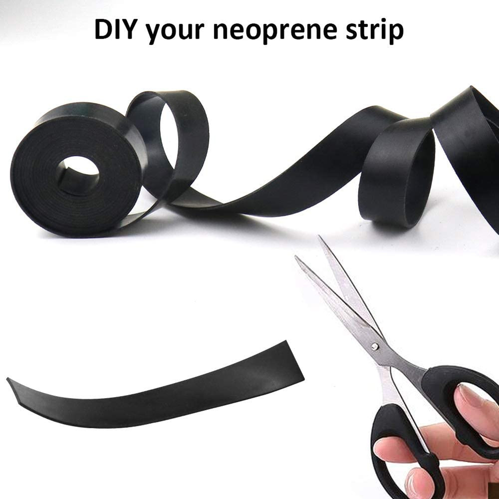 Neoprene Solid Rubber Strips 4"X1/8"X10Ft for DIY Gasket Weather Stripping