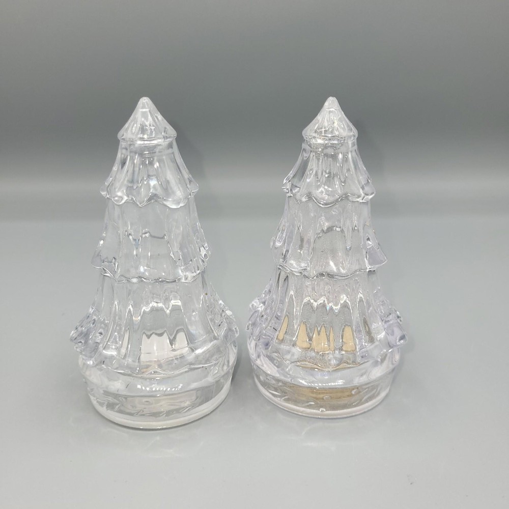 Clear Plastic Christmas Tree Salt and Pepper Shakers