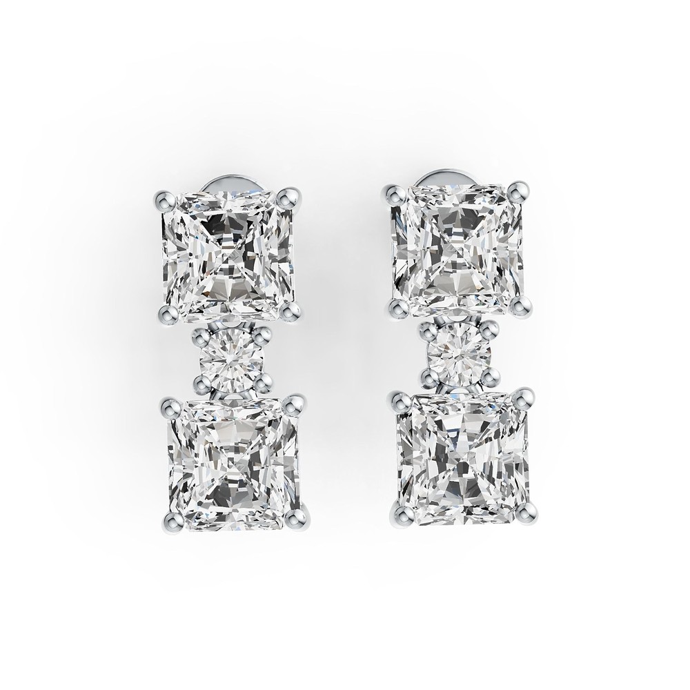 Sterling Silver Semi Mount Earrings Setting Emerald OCT 6X6mm