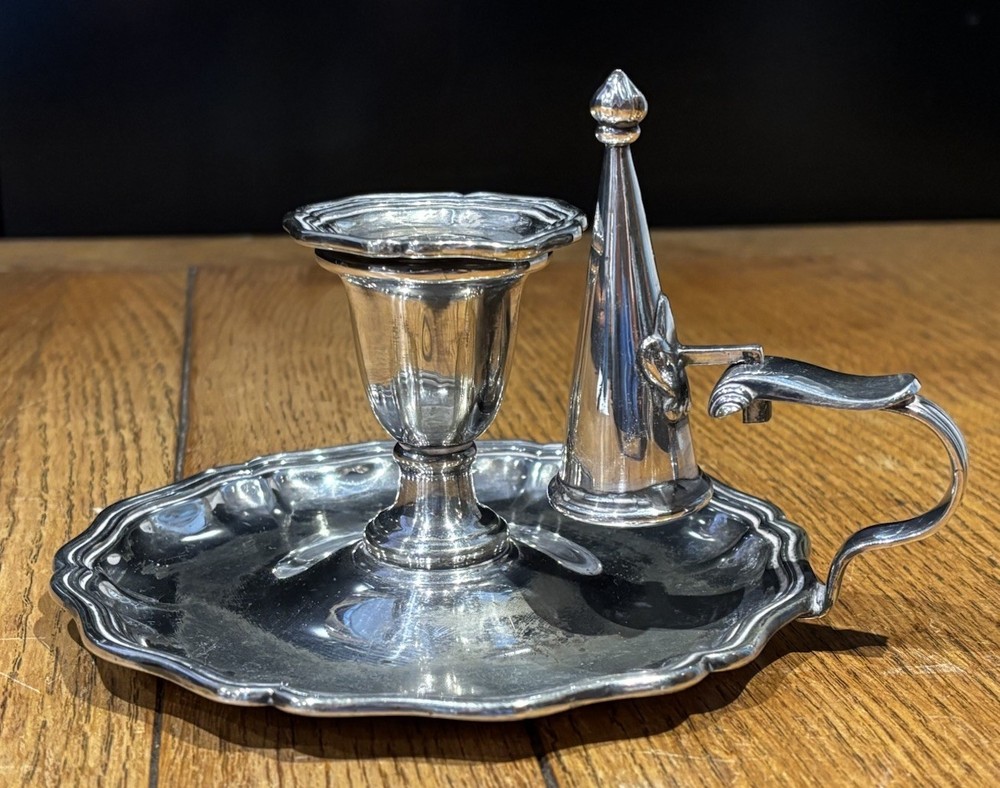 Silver Plate Candlestick With Snuffer