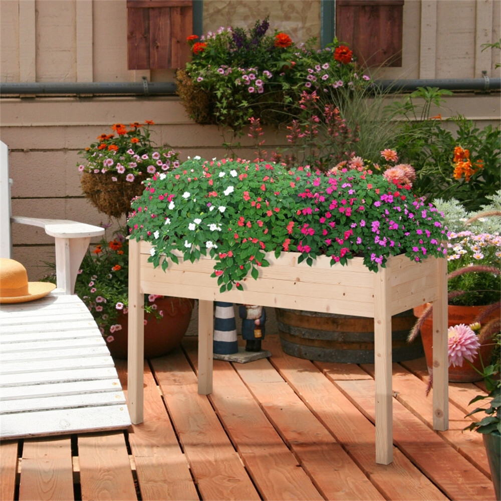 Raised Garden Bed Self-draining Slatted Planter