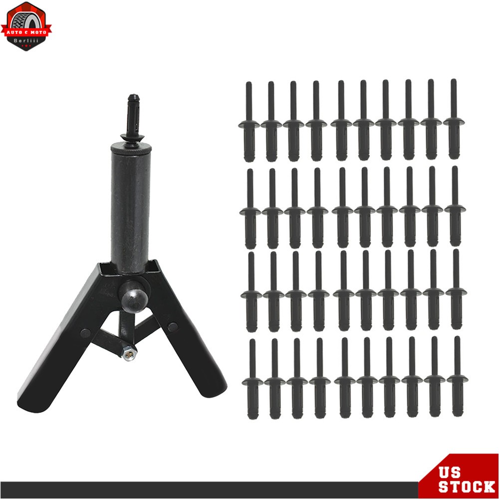 41PCS PLASTIC POLY RIVET GUN QUICK SET RIVETER RIVETING HAND TOOL Asorted Kit