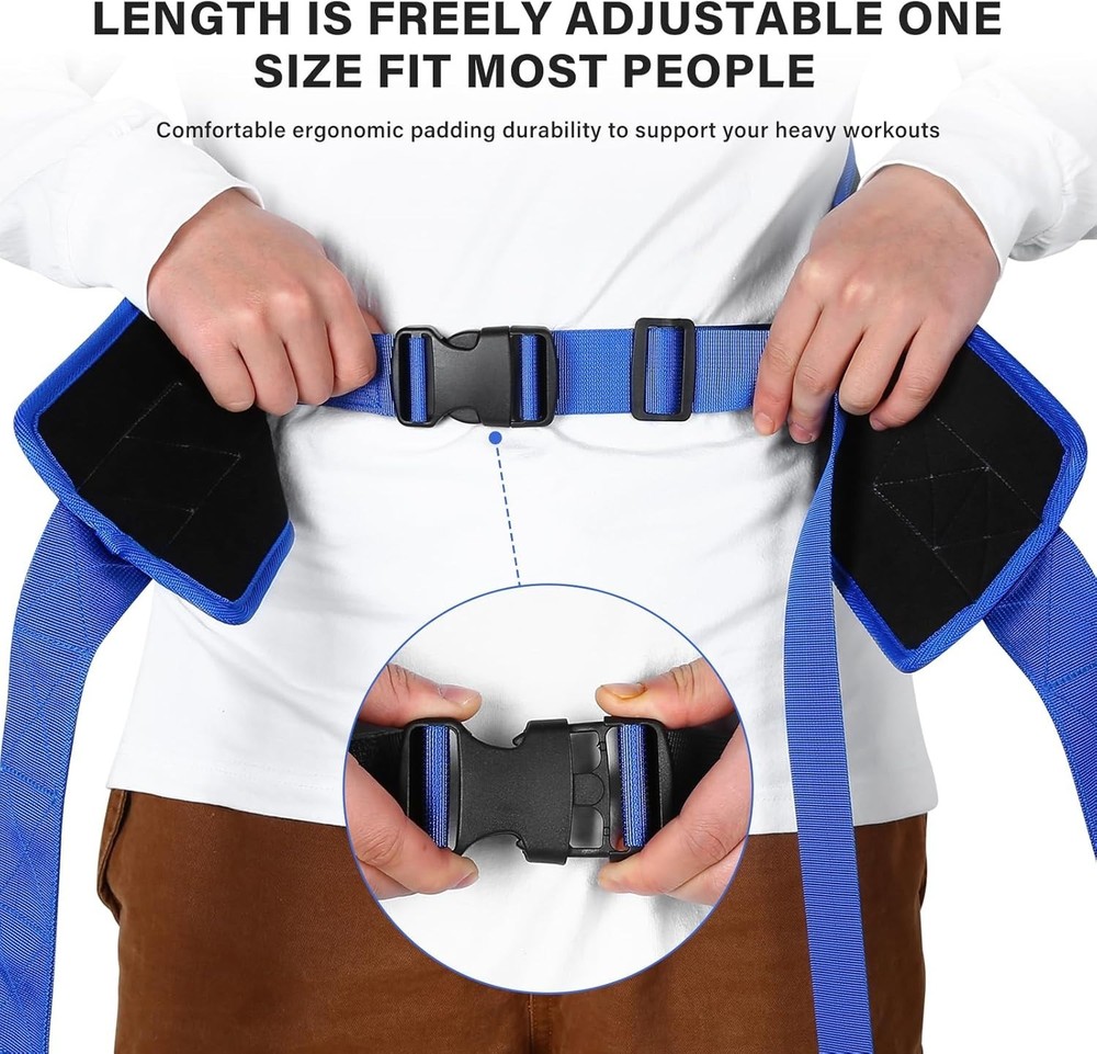Sled Pulling Belt,Adjustable Sled Training Waist Belt, Belt for Pulling with 2 P