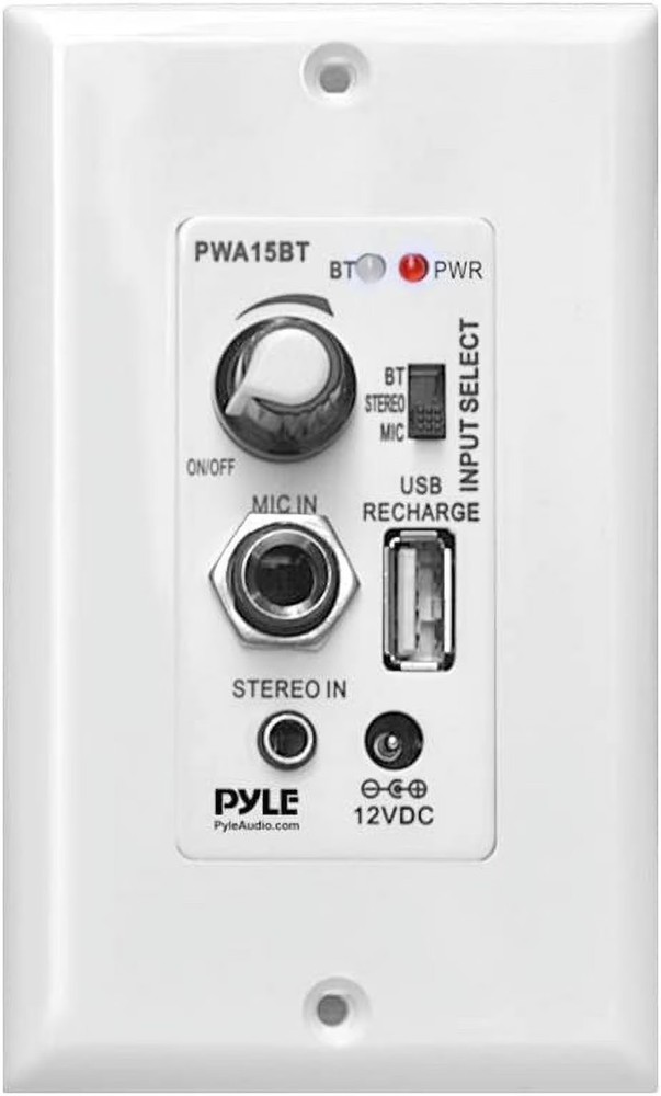 Pyle Wireless Wall Mount 100W In-Wall Audio Receiver, White​
