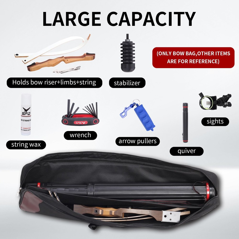 Takedown Recurve Bow Case Double Layer Bag Portable Soft Archery Storage
