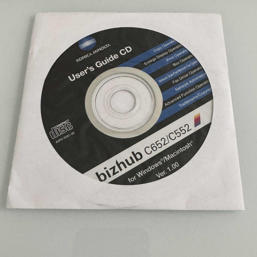 Konica Minolta bizhub C652/C552 User's Guide CD - Version 1.00 - Windows/Mac