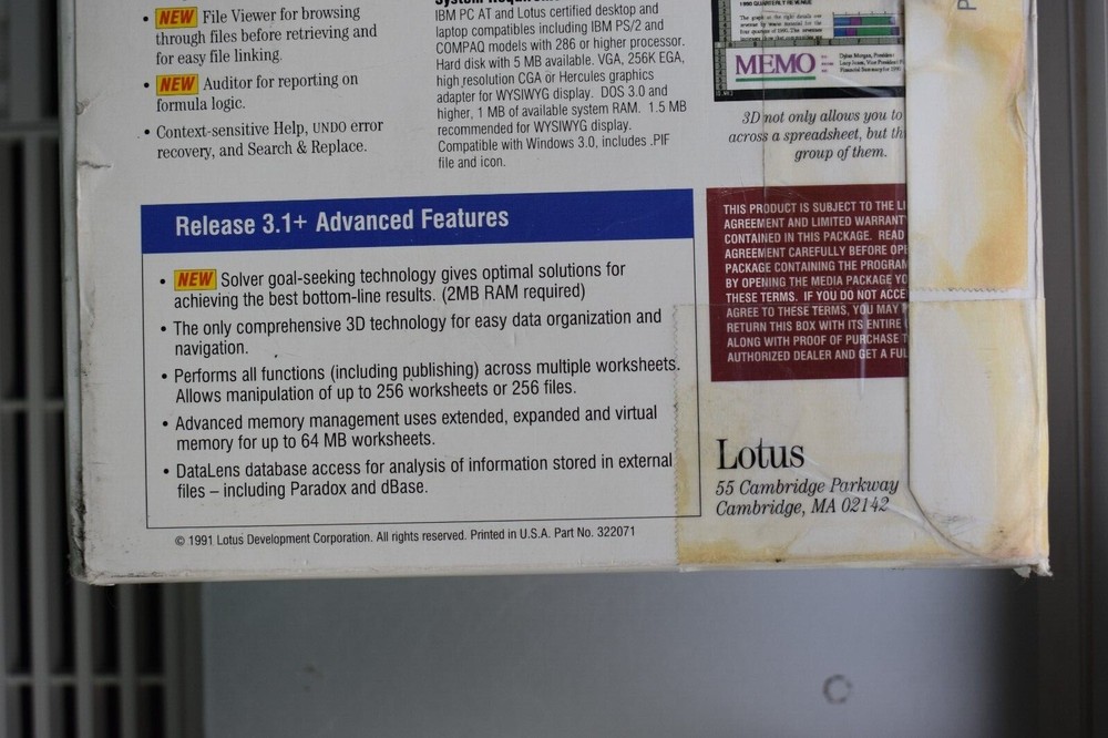 Lotus 123 for DOS Release 3.1+