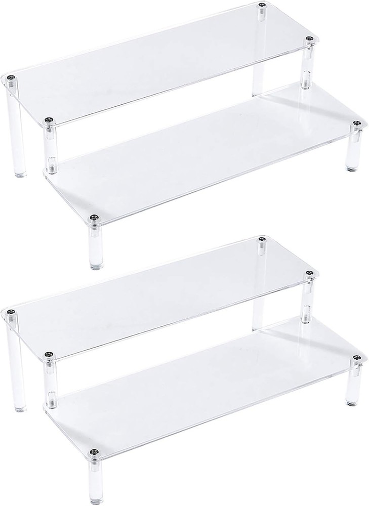 BYCY 2 Pack 2-Tier Clear Acrylic Display Stand 2 Tier - 2 Pack,