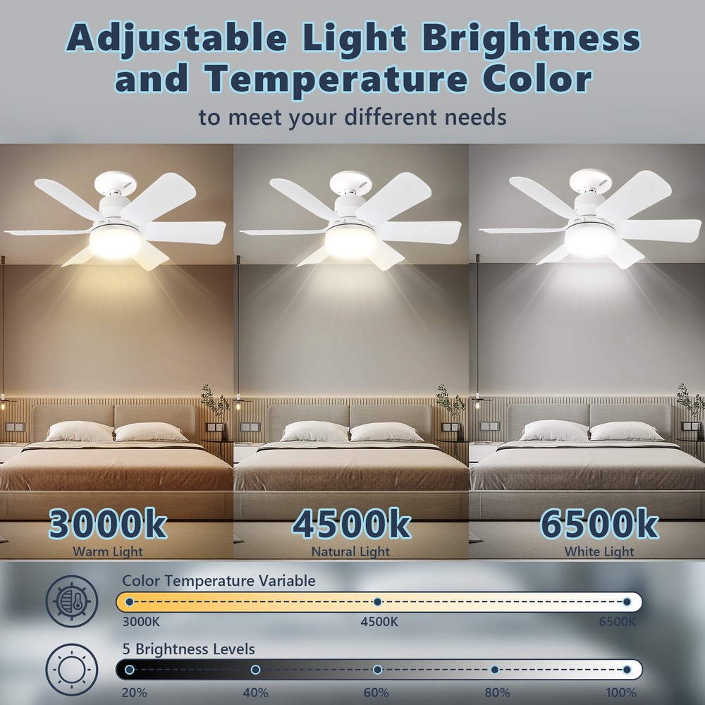 Socket Fan Light with Remote Control,20" Screw in Ceiling Fans with Lights