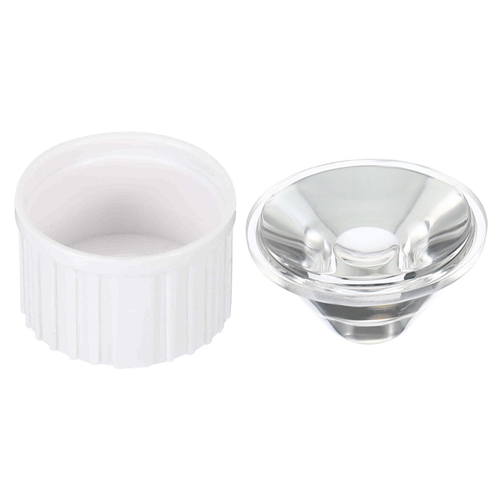 20mm LED Lens 45 Degree with Plastic Support, 20 Set, White/Transparent