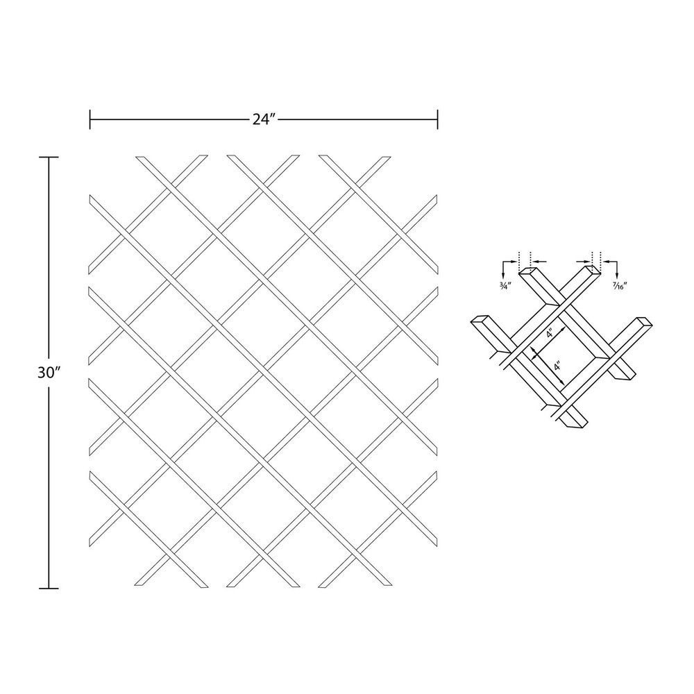 Outwater 18 Bottle Trimmable Cherry Wine Rack Lattice Insert Panel