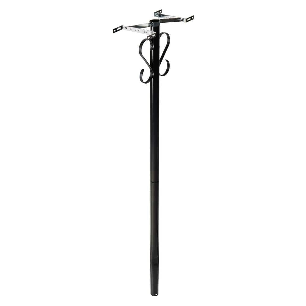 Mailbox Post Steel Decorative Scroll Top Mount In Ground Black Rust Resistant