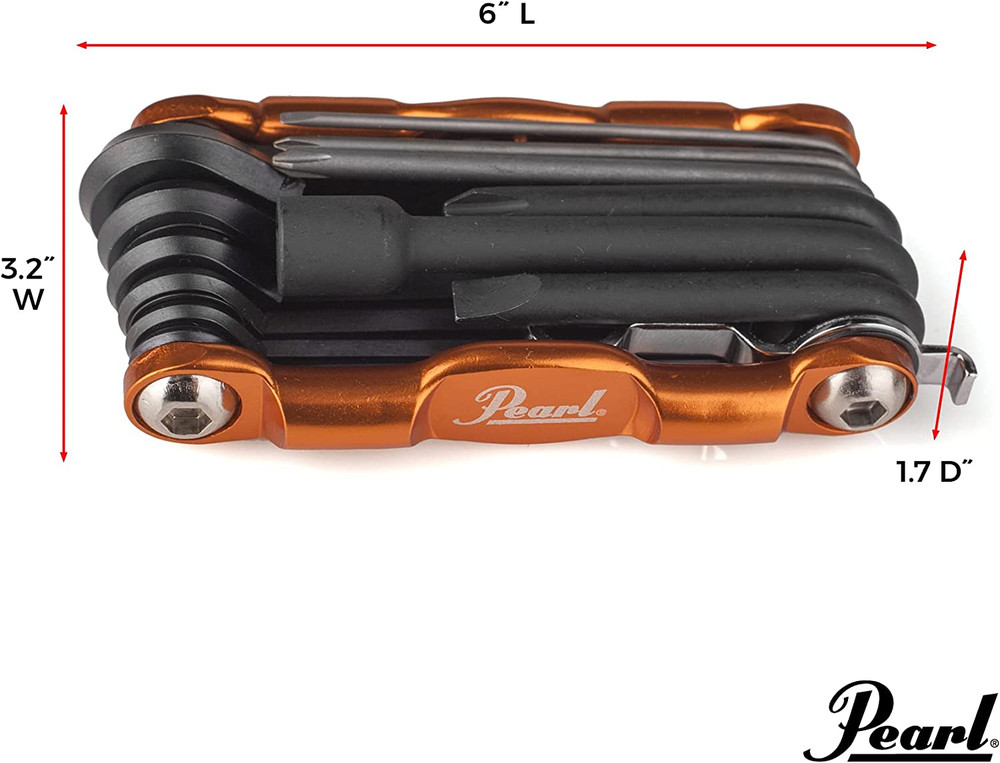 Tech Tool Combination Drum Key and Drum Set Multi-Tool with Five Screwdrivers, S