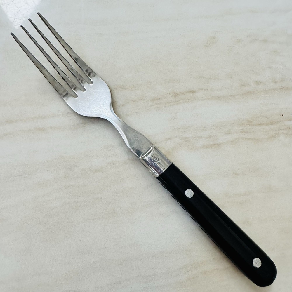 8pc FARBERWARE Colours-Black Stainless Soup Spoon 7 5/8” & Fork Rivets Thailand