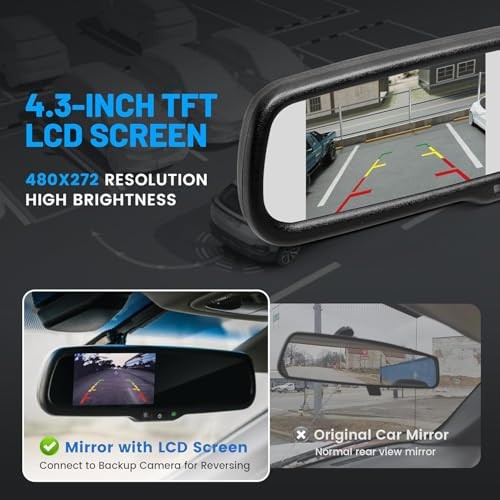 Car Auto Dimming Interior Rear View Mirror and 4.3" LCD Screen Auto Adjusting