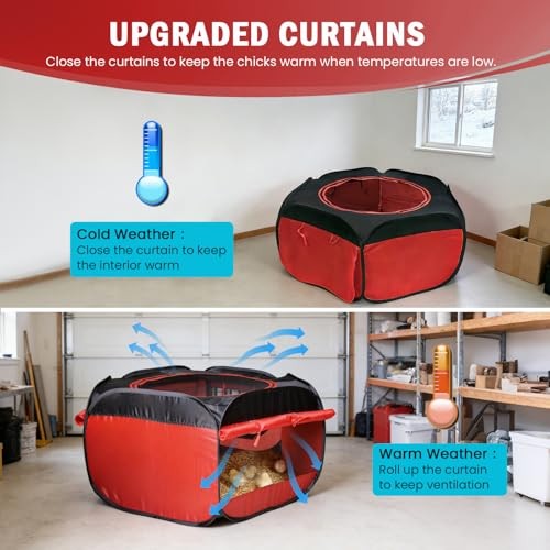 Chicken Brooder Box for Chick Starter Kit Chicken Brooder Tent,Red+Black