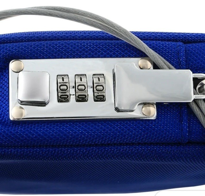 Locking Privacy Pouch Bag - SAFE INSIDE Blue Large w/ Combo Lock Latch & Tether