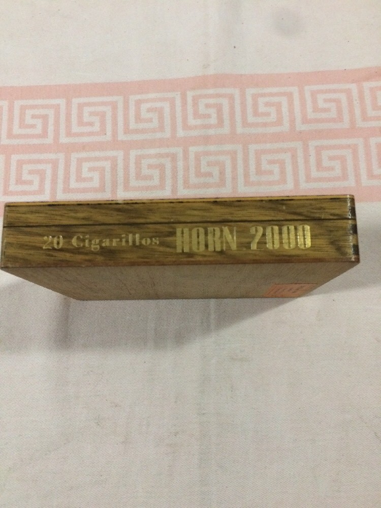 Old empty wooden box Horn 2000