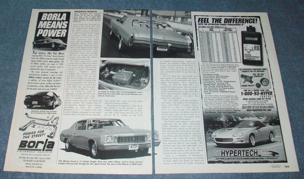 1972 Chevy Monte Carlo Drag Car Article "Massive Monte"