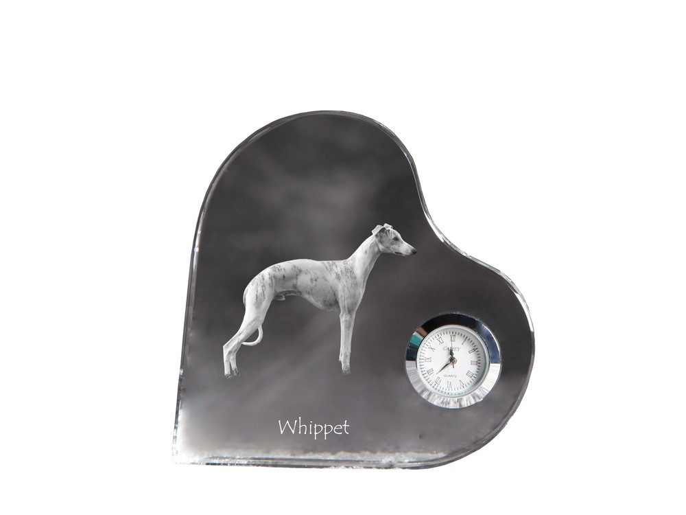 Whippet heart-shaped clock with a dog Art-Dog