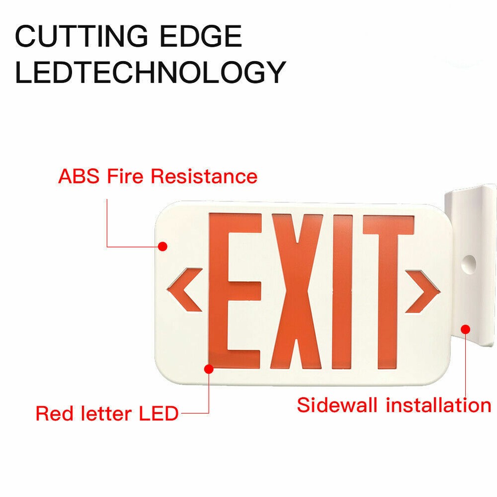 3 pack UL LED Emergency Exit Sign Light , AC 120V/277V Dual LED Lamp ABS