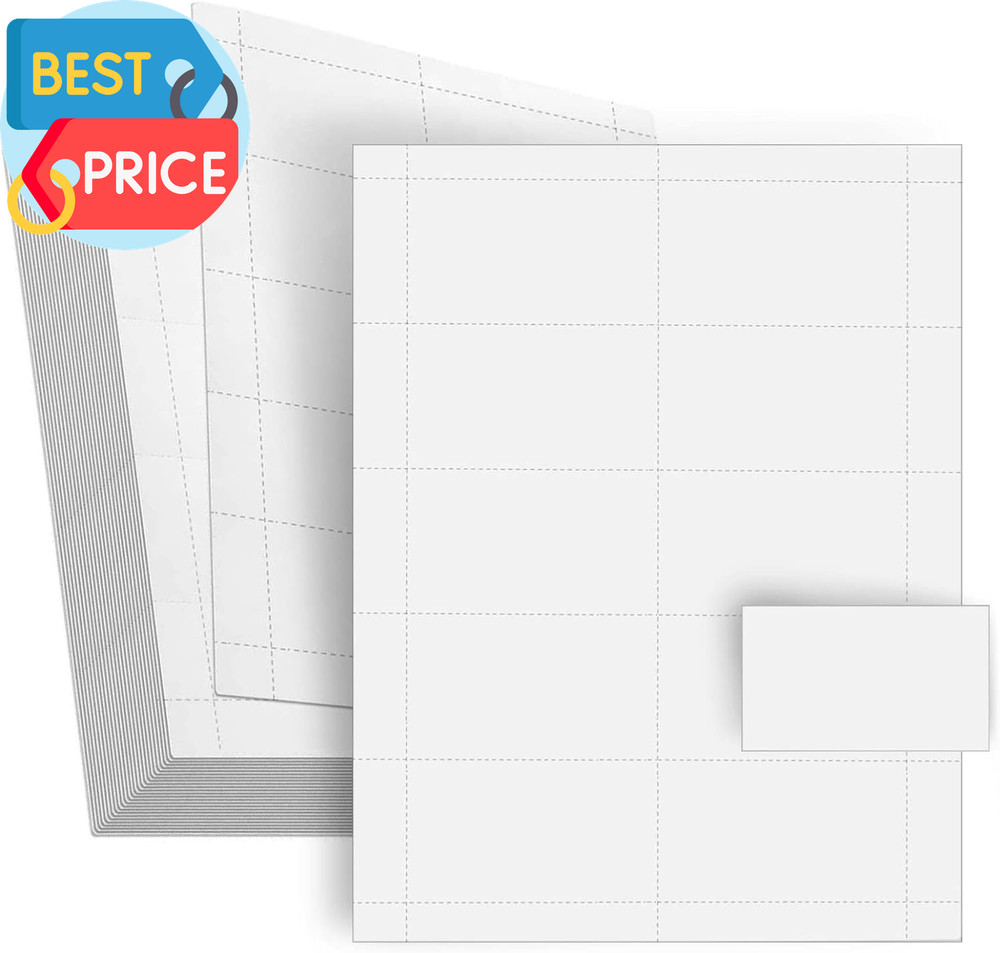 Blank Business Card Paper for Printer, Inkjet and Laser Printable Sheets, 1000 C