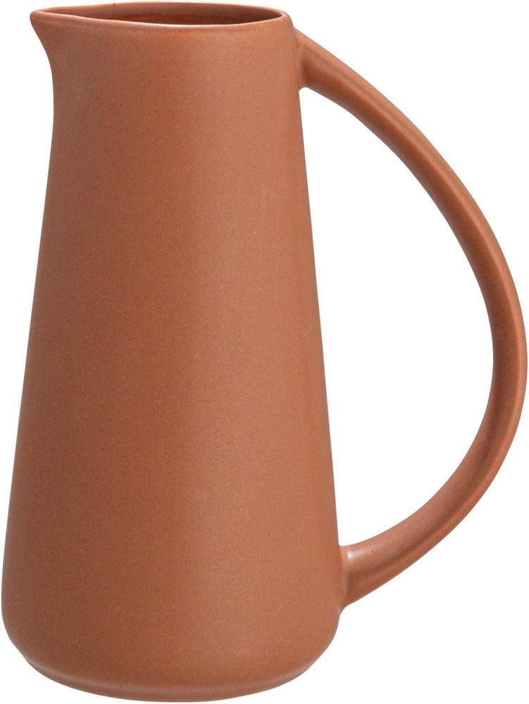 Modern Stoneware Pitcher, Matte Terracotta