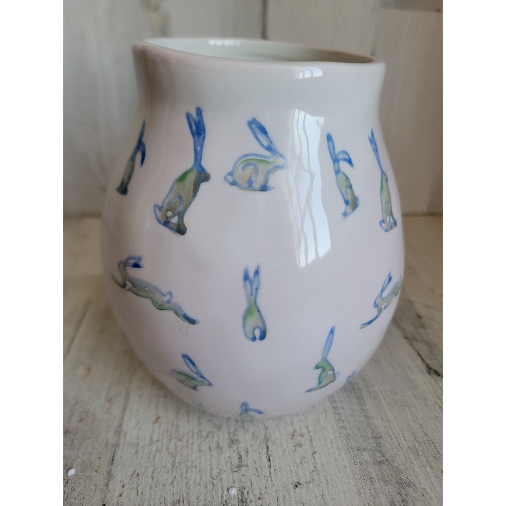 Vintage ceramic bunny rabbit centerpiece vase Easter home decor