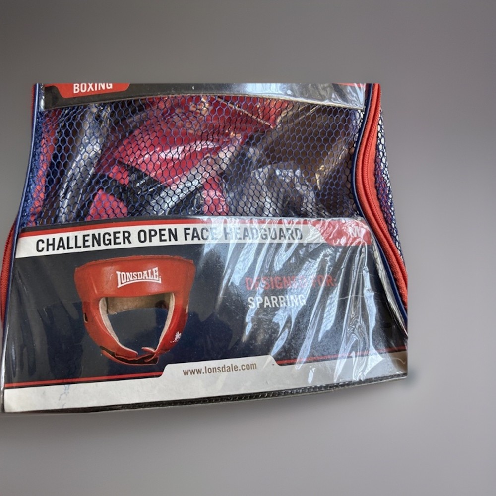 Lonsdale London Boxing Challenger Open Face Headguard  Red Medium Sparring