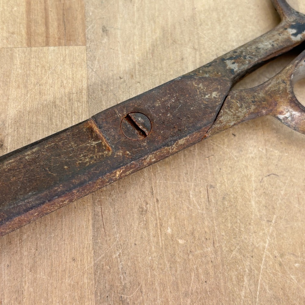 Large Industrial Cutting Shears, Iron, Unmarked, 12"